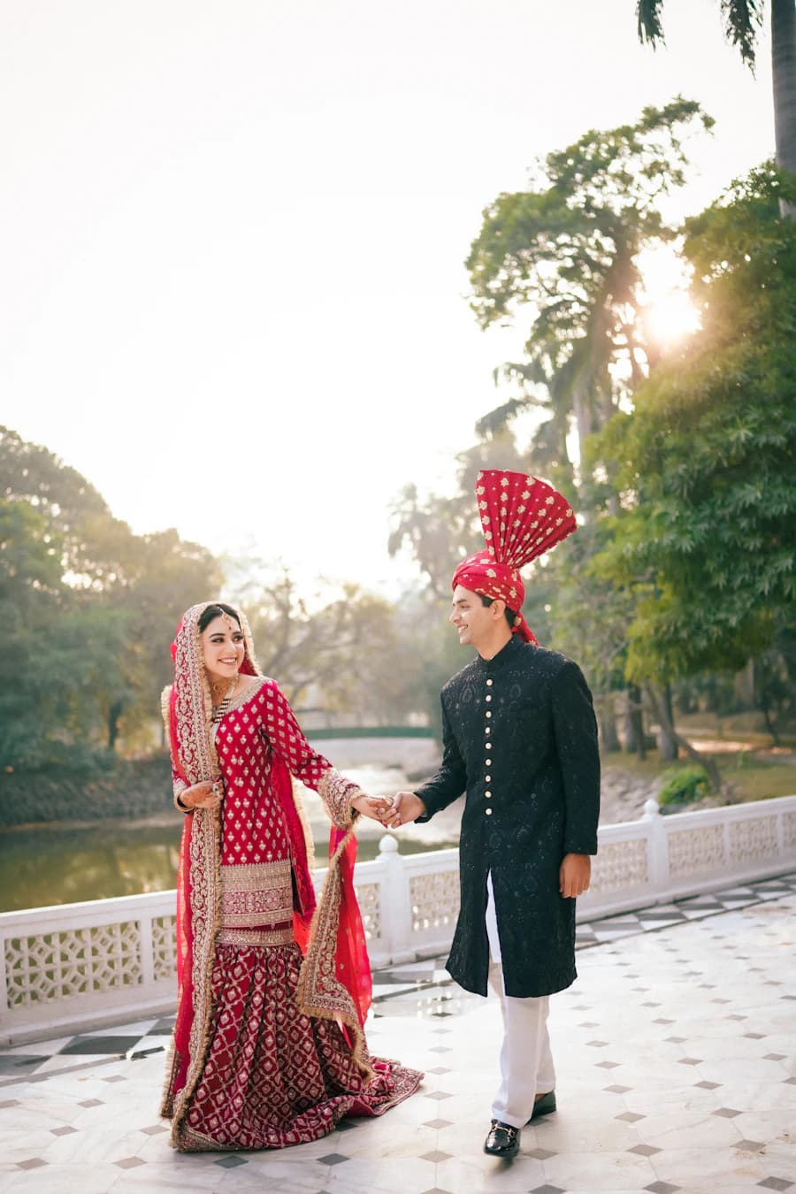 Pakistani bride and groom at their wedding venue